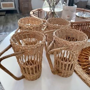 TALL Vintage Wicker Cup Holders with Handles